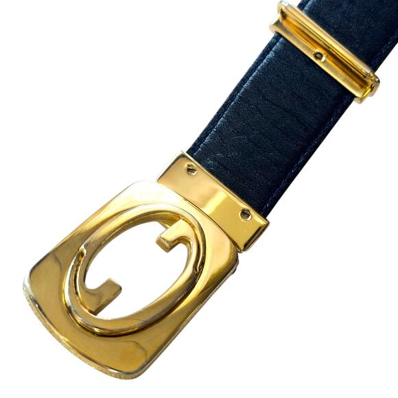 Gucci Vintage Reversible Leather Belt With Gold Tone Buckle - Picture 11 of 13